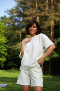 Стильний літній комплект ФАНМІ Oversize Білий 2