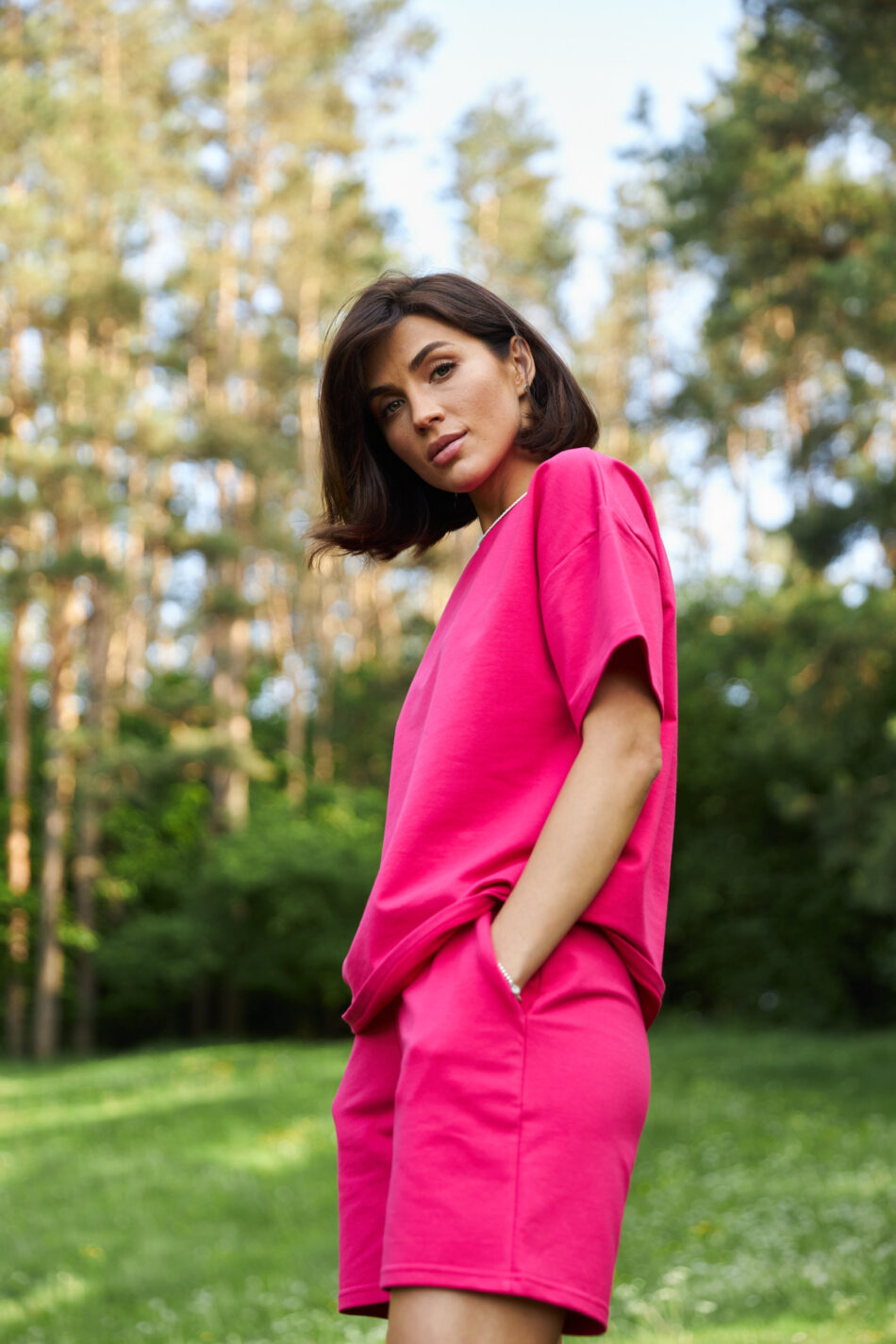 Стильний літній комплект ФАНМІ Oversize Малина 1