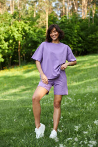 Стильний літній комплект ФАНМІ Oversize Ліловий