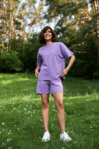 Стильний літній комплект ФАНМІ Oversize Ліловий 5