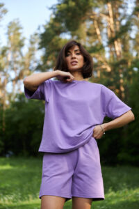 Стильний літній комплект ФАНМІ Oversize Ліловий 6