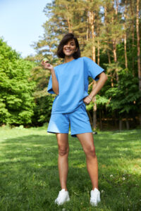 Стильний літній комплект ФАНМІ Oversize Блакитний 2