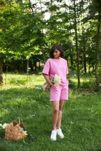 Стильний літній комплект ФАНМІ Oversize Рожевий