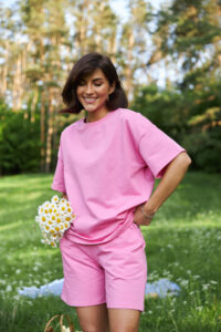 Стильний літній комплект ФАНМІ Oversize Рожевий 1