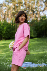 Стильний літній комплект ФАНМІ Oversize Рожевий 3