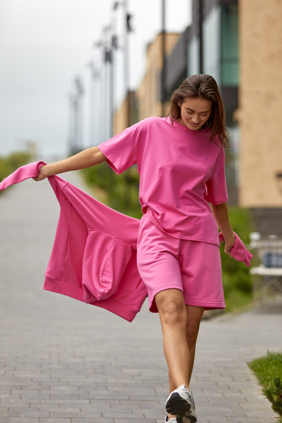 Жіночий літній костюм Шорти петля + Футболка кулір OVERSIZE Барбі 2