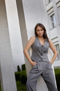 (Копія)Костюм жіночий Grace Жилетка + Палаццо Бетон 1