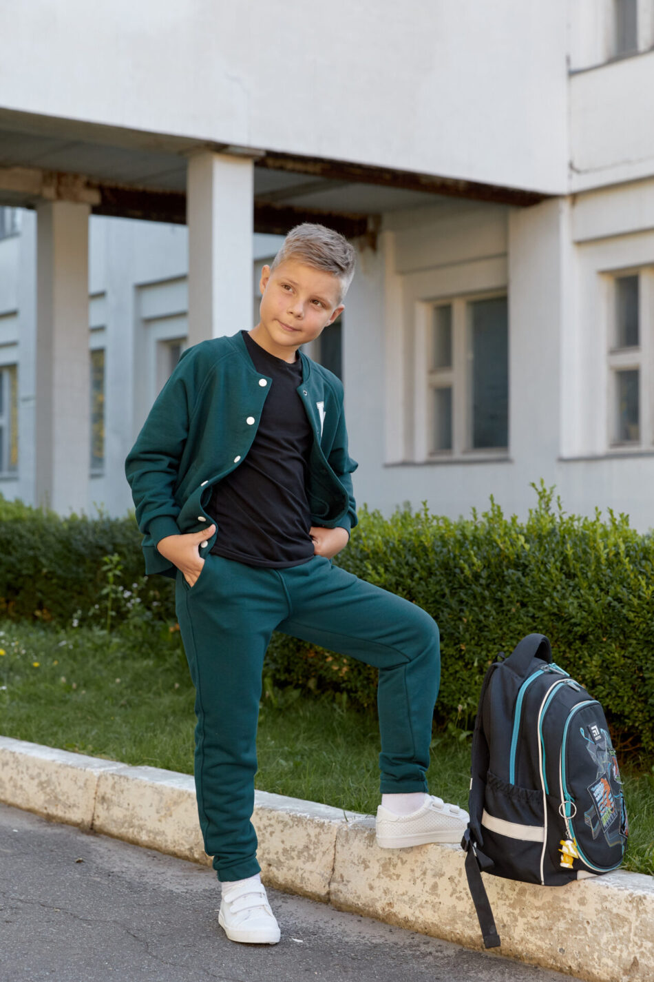Спортивний костюм для хлопчика з петлі Бомбер + Джогери Fly UA Kids Зелений 1