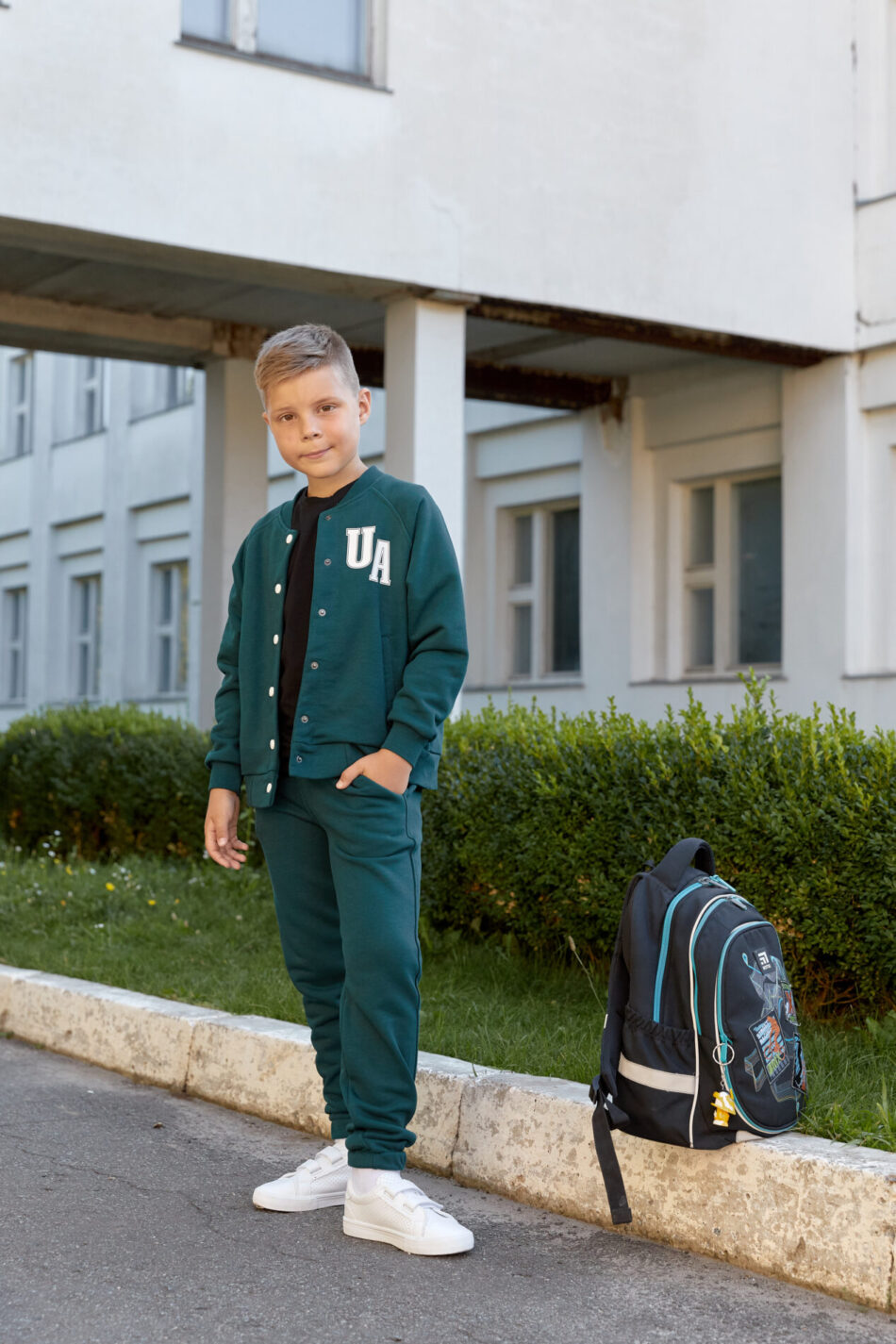 Спортивний костюм для хлопчика з петлі Бомбер + Джогери Fly UA Kids Зелений 2