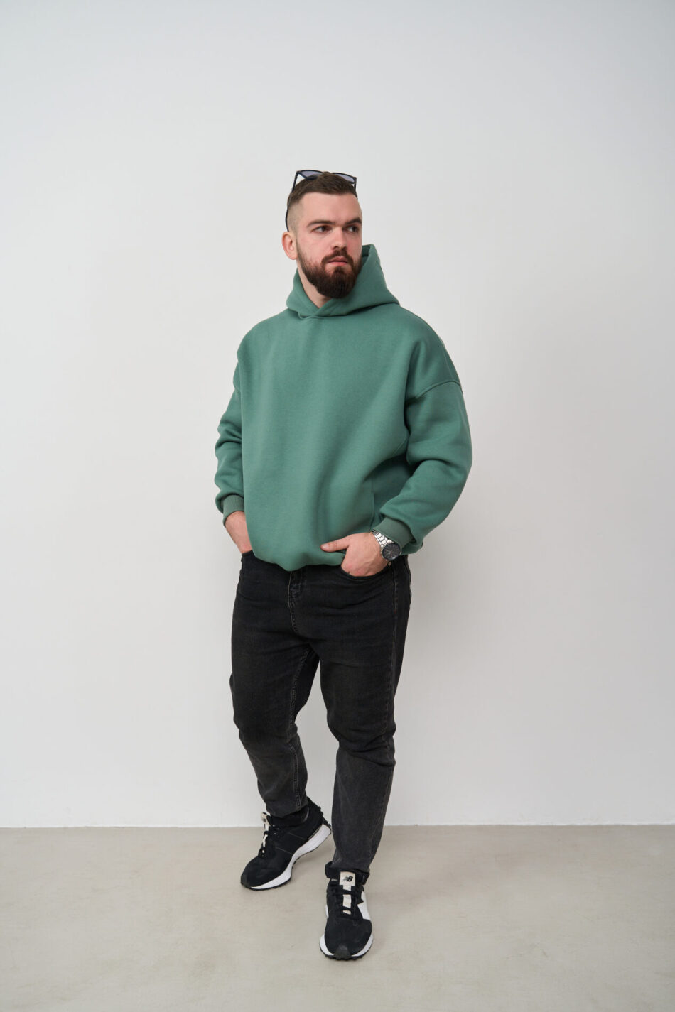Тепле чоловіче Худі OVERSIZE Темна М'ята