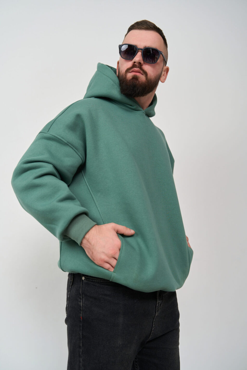 Тепле чоловіче Худі OVERSIZE Темна М'ята 4