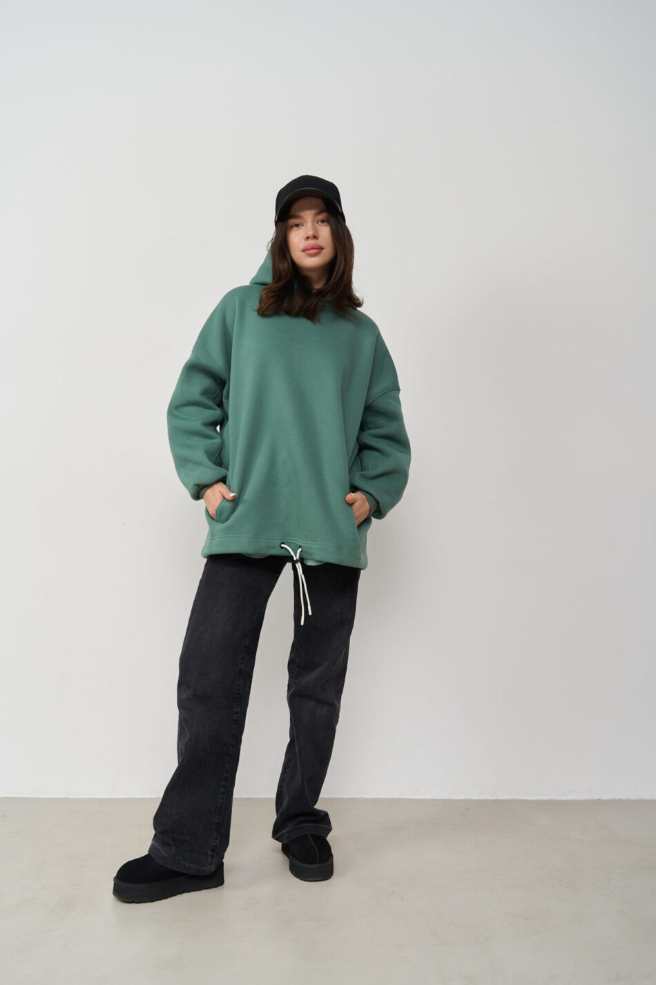 Тепле жіноче Худі OVERSIZE Темна М'ята