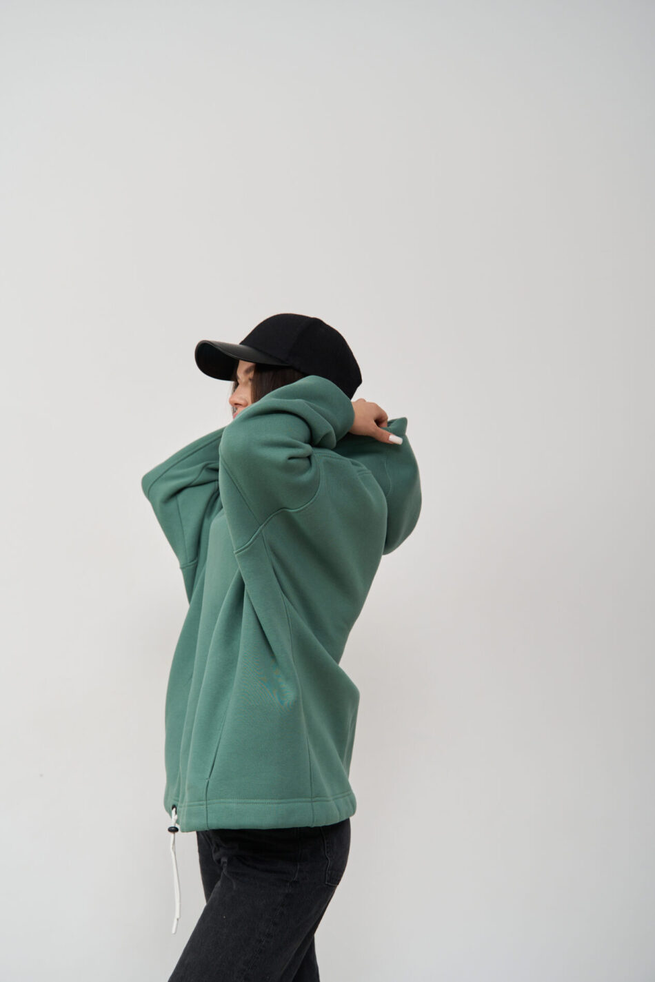 Тепле жіноче Худі OVERSIZE Темна М'ята 3