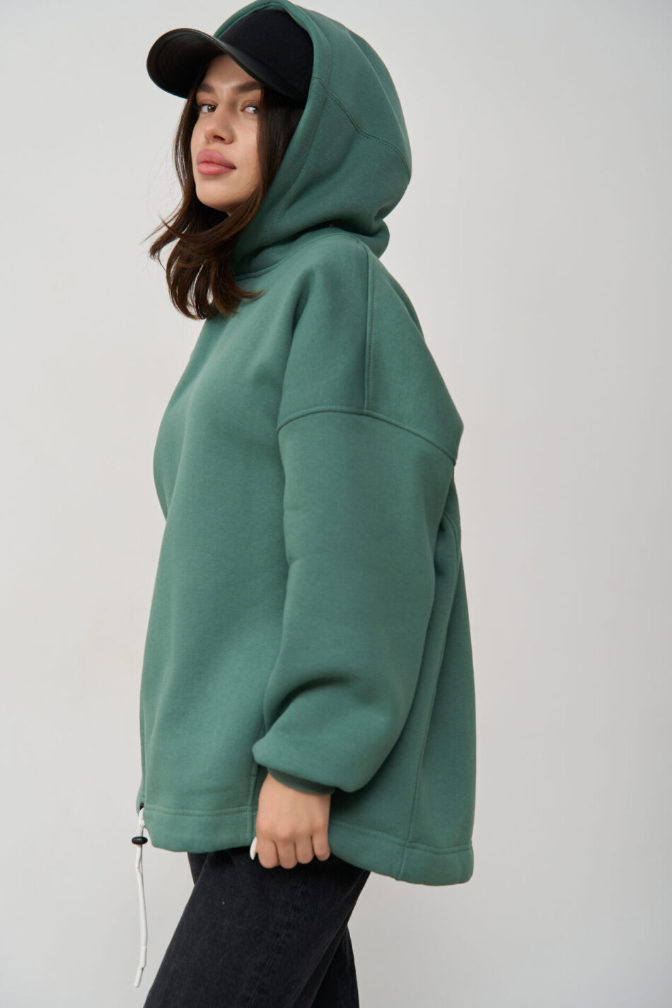 Тепле жіноче Худі OVERSIZE Темна М'ята 4
