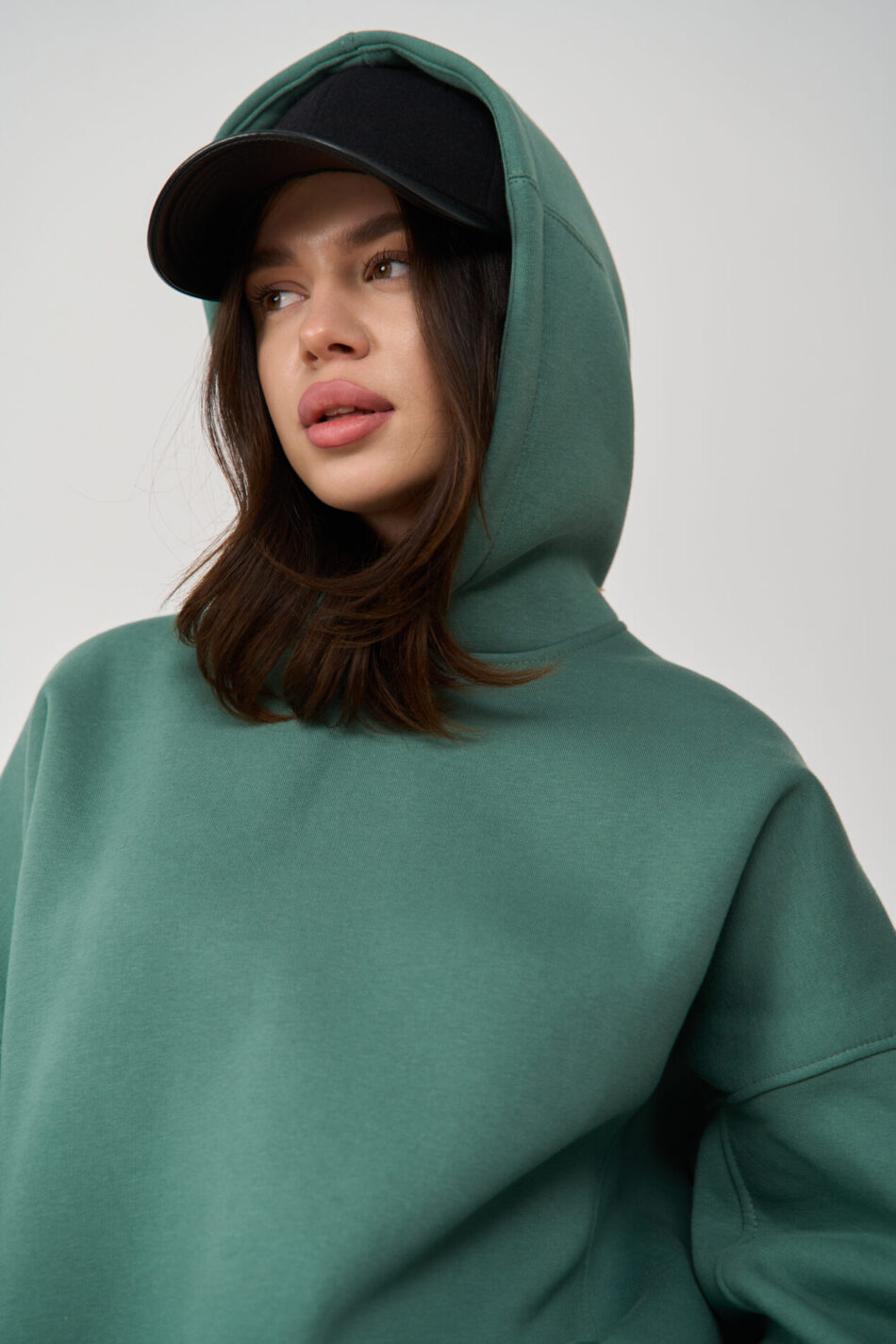 Тепле жіноче Худі OVERSIZE Темна М'ята 5