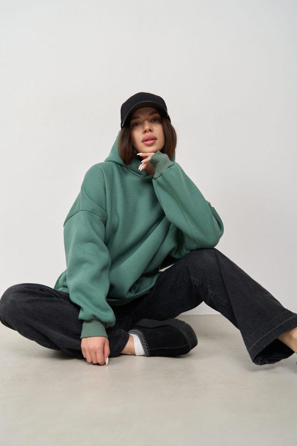 Тепле жіноче Худі OVERSIZE Темна М'ята 9