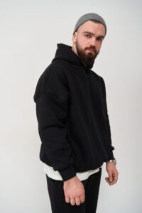Тепле чоловіче Худі OVERSIZE Чорний 2