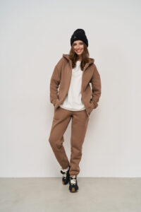 Теплий жіночий костюм на блискавці від FANME Essence Fleece Капучино