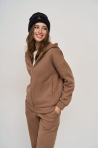 Теплий жіночий костюм на блискавці від FANME Essence Fleece Капучино 5
