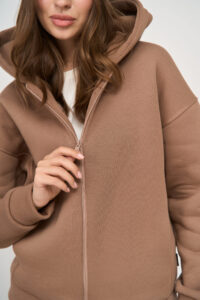 Теплий жіночий костюм на блискавці від FANME Essence Fleece Капучино 9