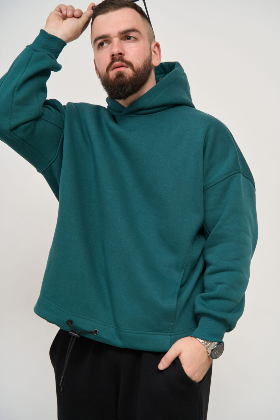 Тепле чоловіче Худі OVERSIZE Зелений 3