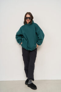 Тепле жіноче Худі OVERSIZE Зелений