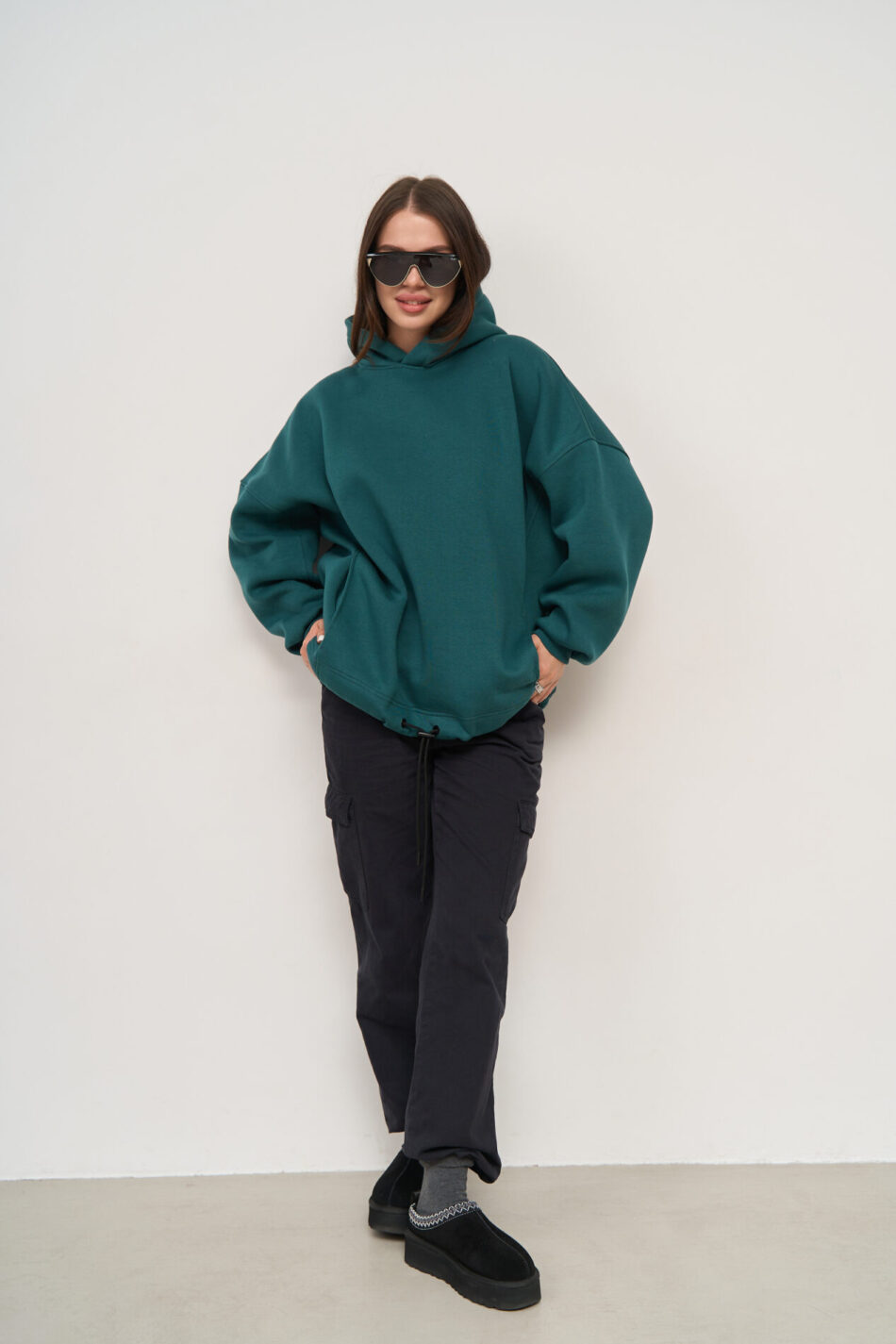 Тепле жіноче Худі OVERSIZE Зелений