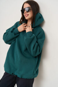 Тепле жіноче Худі OVERSIZE Зелений 1