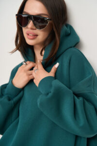 Тепле жіноче Худі OVERSIZE Зелений 2