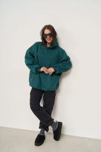 Тепле жіноче Худі OVERSIZE Зелений 3
