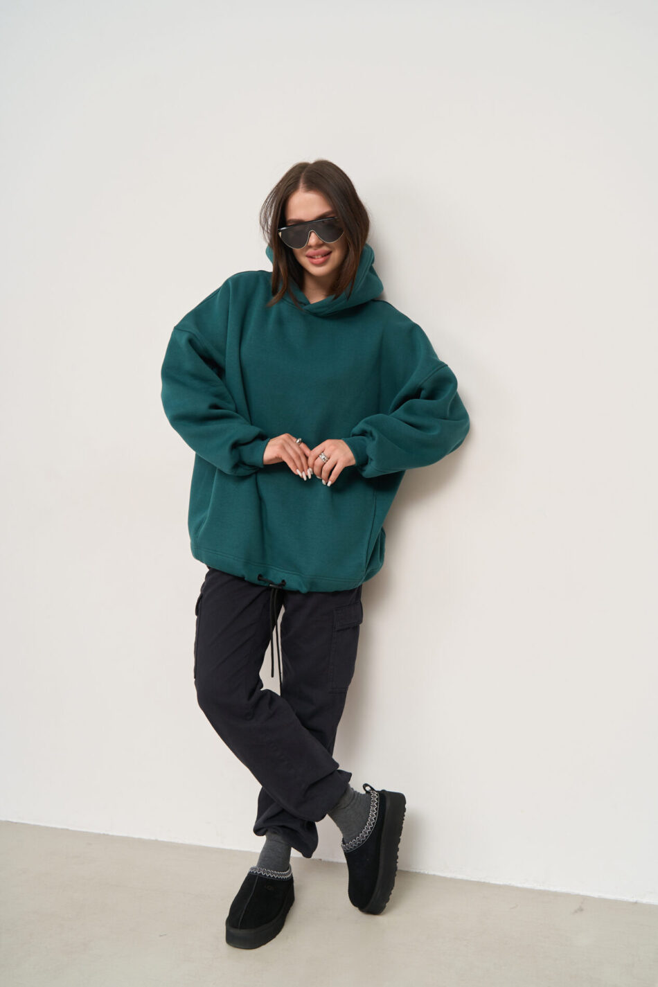 Тепле жіноче Худі OVERSIZE Зелений 3