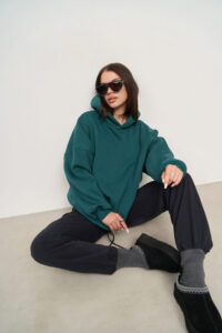 Тепле жіноче Худі OVERSIZE Зелений 5
