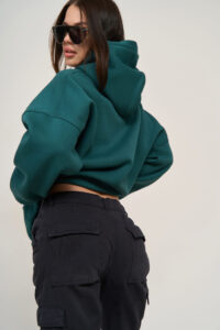 Тепле жіноче Худі OVERSIZE Зелений 8