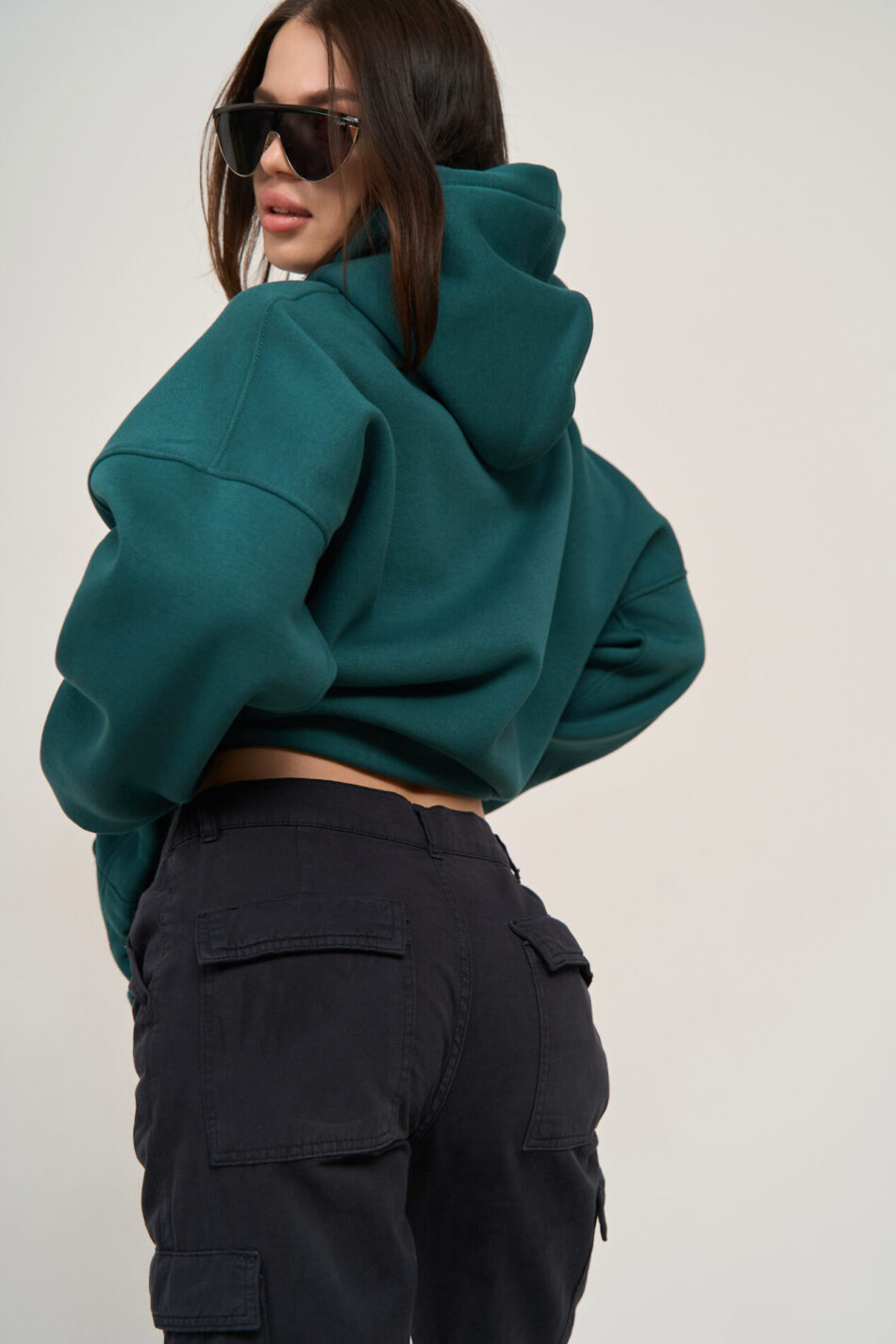 Тепле жіноче Худі OVERSIZE Зелений 8