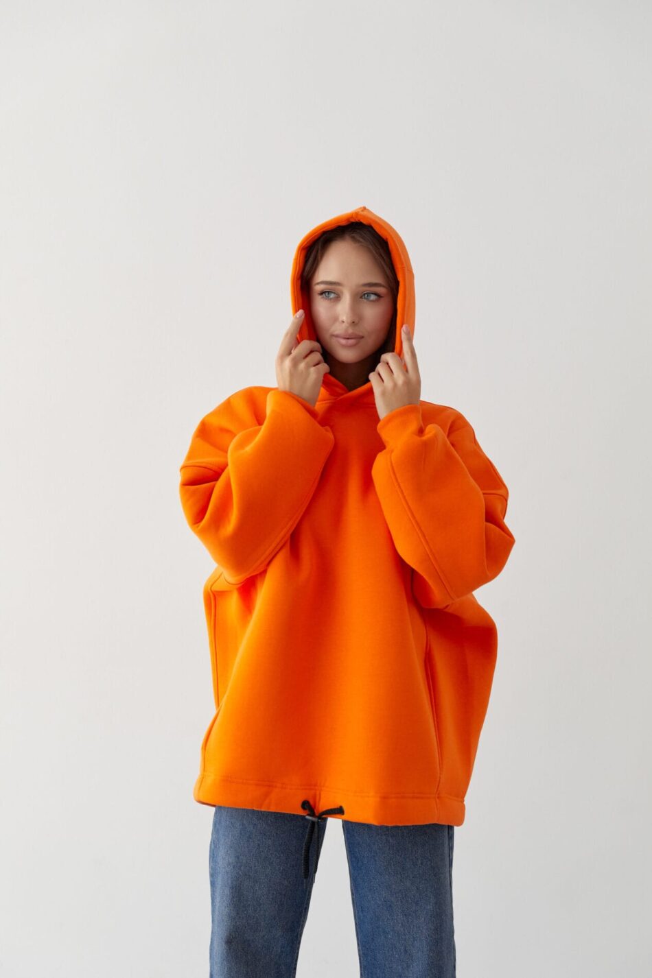 Тепле жіноче Худі OVERSIZE Оранж - Зображення 5