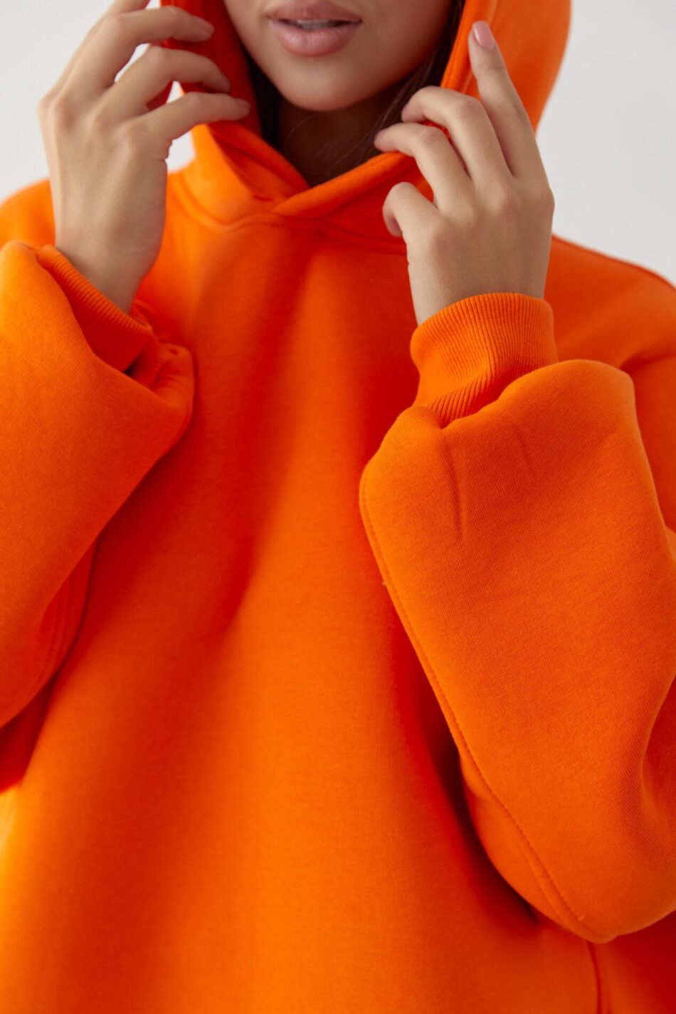 Тепле жіноче Худі OVERSIZE Оранж - Зображення 4