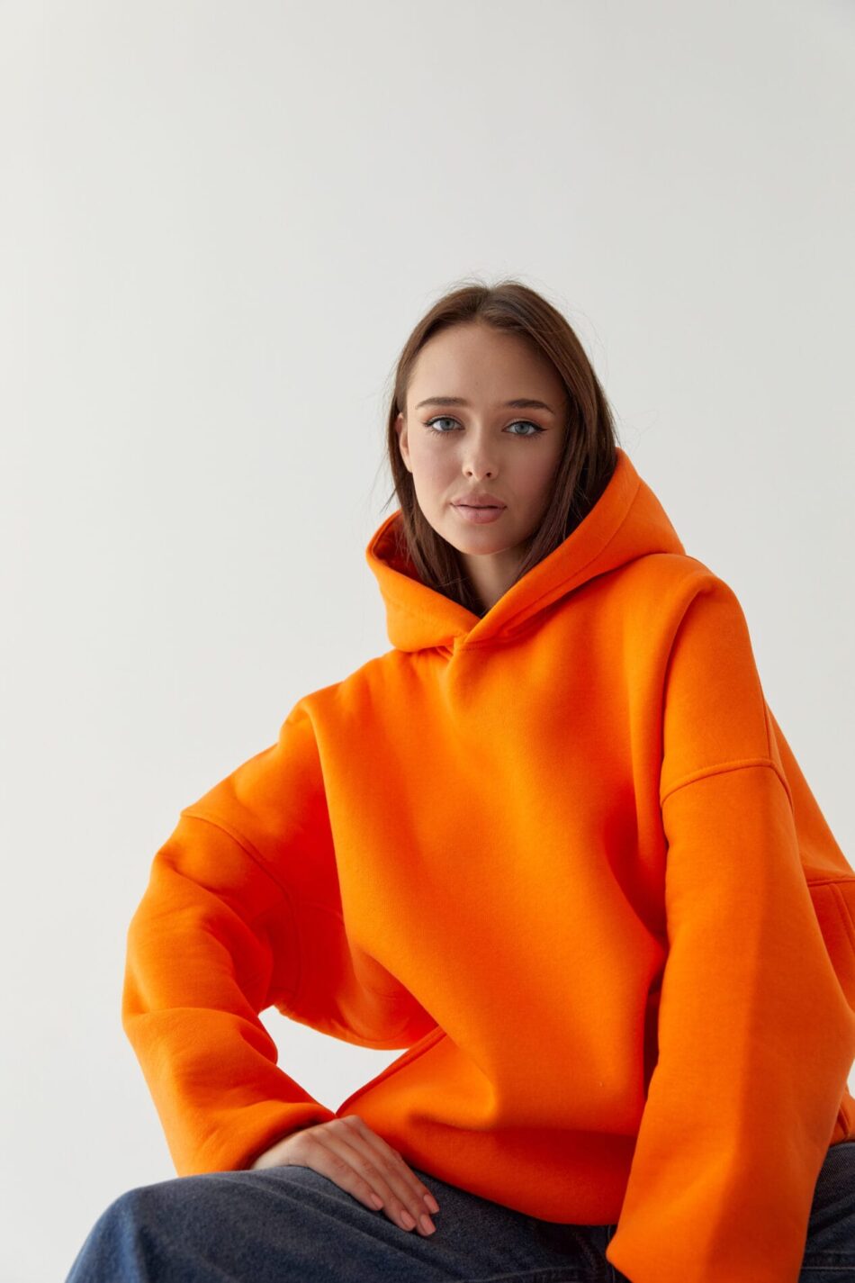 Тепле жіноче Худі OVERSIZE Оранж - Зображення 3