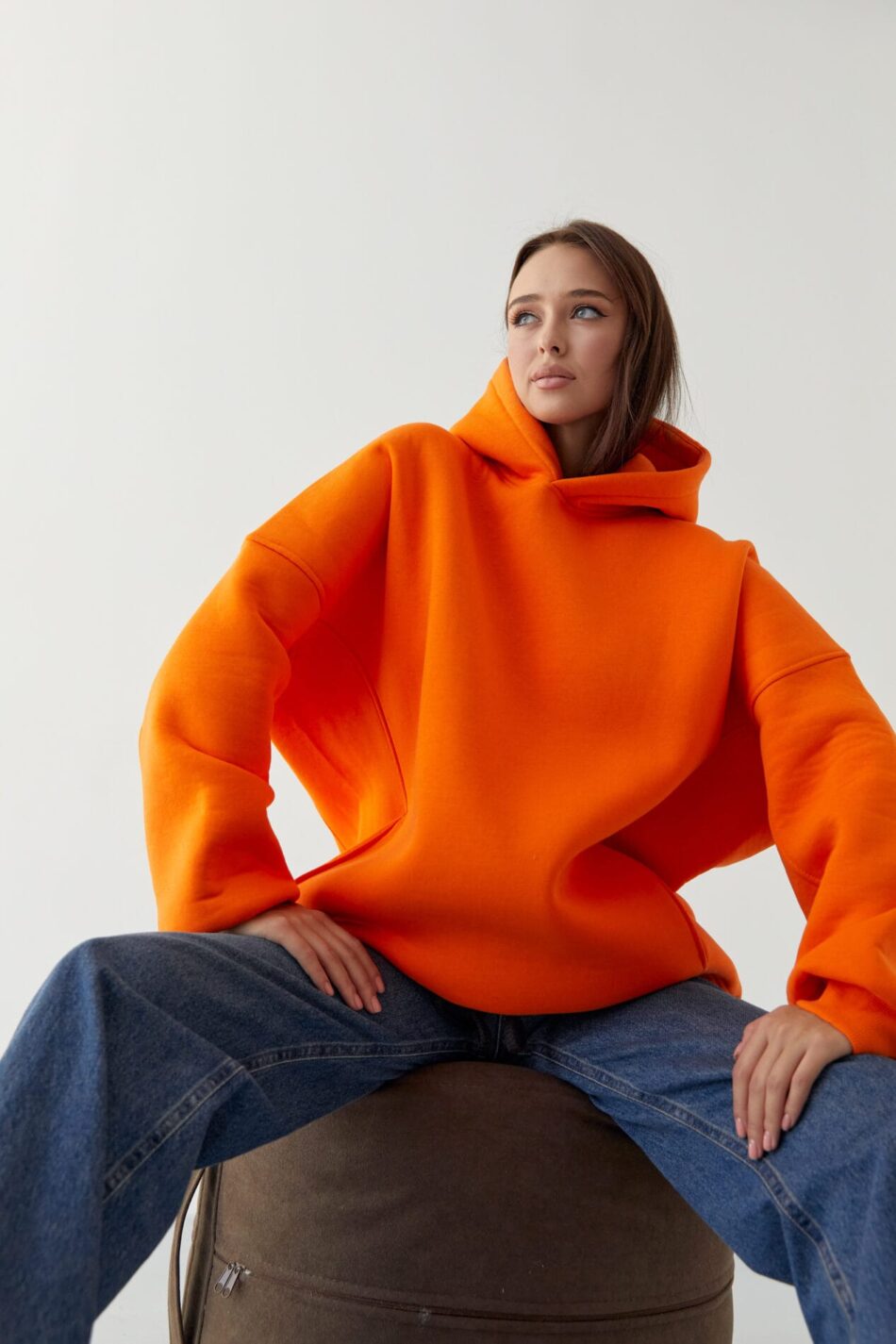 Тепле жіноче Худі OVERSIZE Оранж - Зображення 8