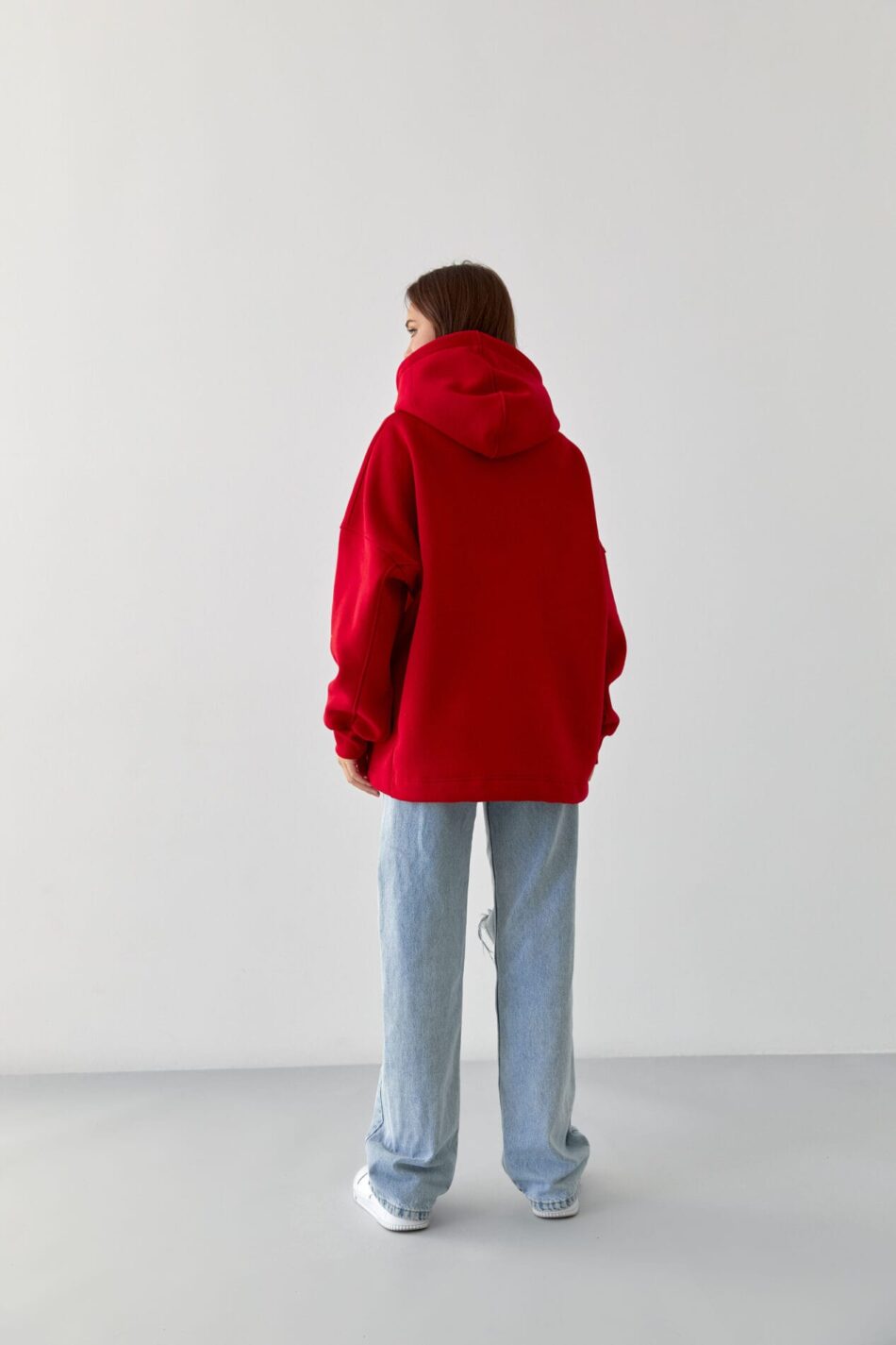 Тепле жіноче Худі OVERSIZE Червоний - Зображення 6