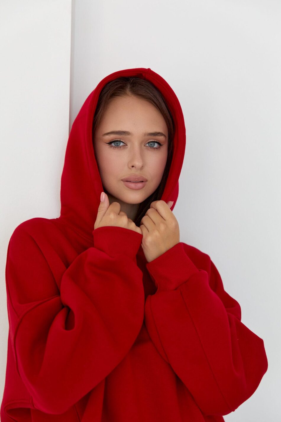 Тепле жіноче Худі OVERSIZE Червоний - Зображення 2
