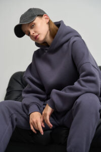 Теплий жіночий костюм OVERSIZE худі + джогери Графіт