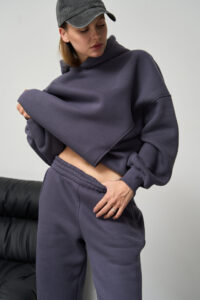Теплий жіночий костюм OVERSIZE худі + джогери Графіт 5
