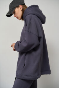 Теплий жіночий костюм OVERSIZE худі + джогери Графіт 8
