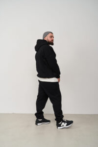 Теплий чоловічий костюм худі OVERSIZE + джогери Чорний 1