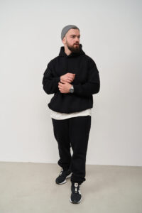 Теплий чоловічий костюм худі OVERSIZE + джогери Чорний 2