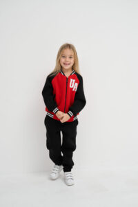 Теплий костюм для Дівчинки на замку Fleece Fly UA Kids Чорний + Червоний
