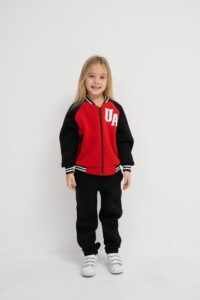 Теплий костюм для Дівчинки на замку Fleece Fly UA Kids Чорний + Червоний 1