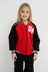 Теплий костюм для Дівчинки на замку Fleece Fly UA Kids Чорний + Червоний 2