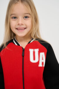 Теплий костюм для Дівчинки на замку Fleece Fly UA Kids Чорний + Червоний 3
