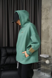 Тепле жіноче Худі OVERSIZE з Вишивкою Темна М'ята 6